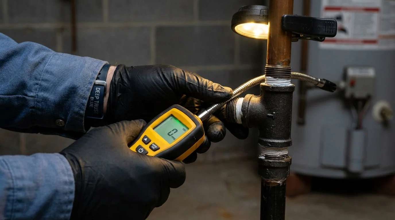 Gas leak detection with electronic sniffer by Johns Plumbing LLC in Norcross